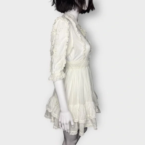 Sunday Best “Tauriel” White Ruffled Tiered Mini Dress - Picture 7 of 9